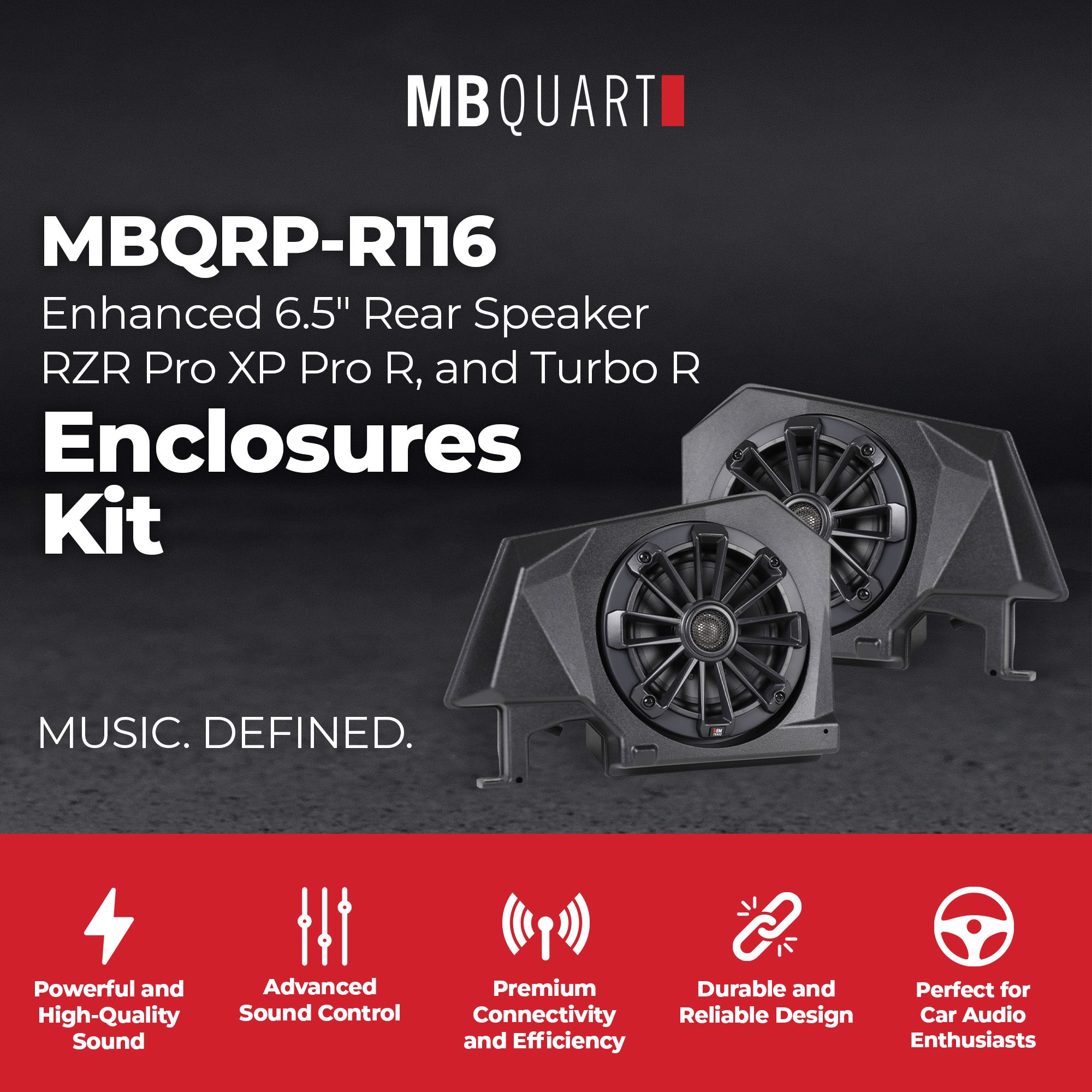 MB Quart Enhanced 6.5" Rear Speaker Enclosures Kit RZR Pro XP Pro R, and Turbo R - VMInnovations