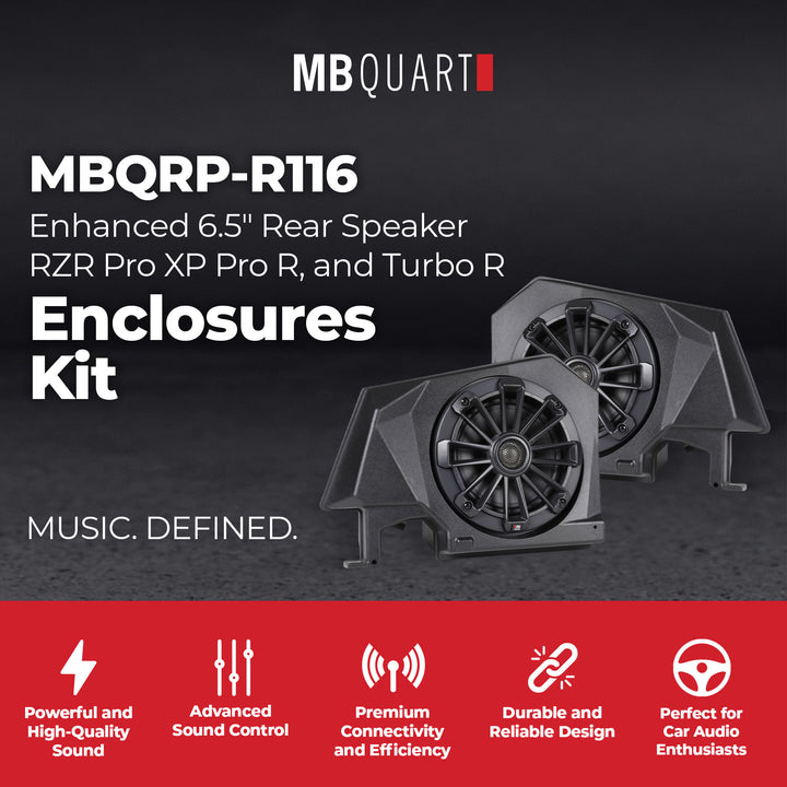MB Quart Enhanced 6.5" Rear Speaker Enclosures Kit RZR Pro XP Pro R, and Turbo R