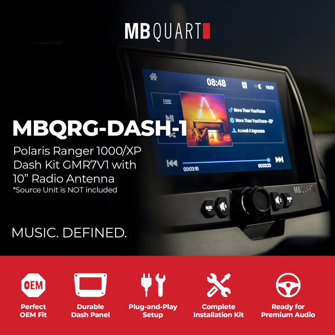 MB Quart Polaris Ranger 1000/XP Dash Kit GMR7V1 and Included 10” Radio Antenna