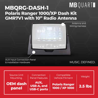 MB Quart Polaris Ranger 1000/XP Dash Kit GMR7V1 and Included 10” Radio Antenna - VMInnovations