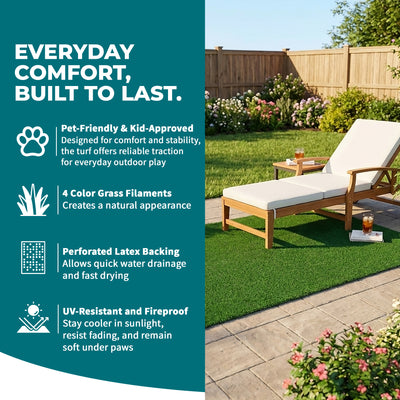 Bliss Artificial Grass Rug, Indoor/Outdoor Mat, Easy Clean Drainage - 5' x 8' - VMInnovations