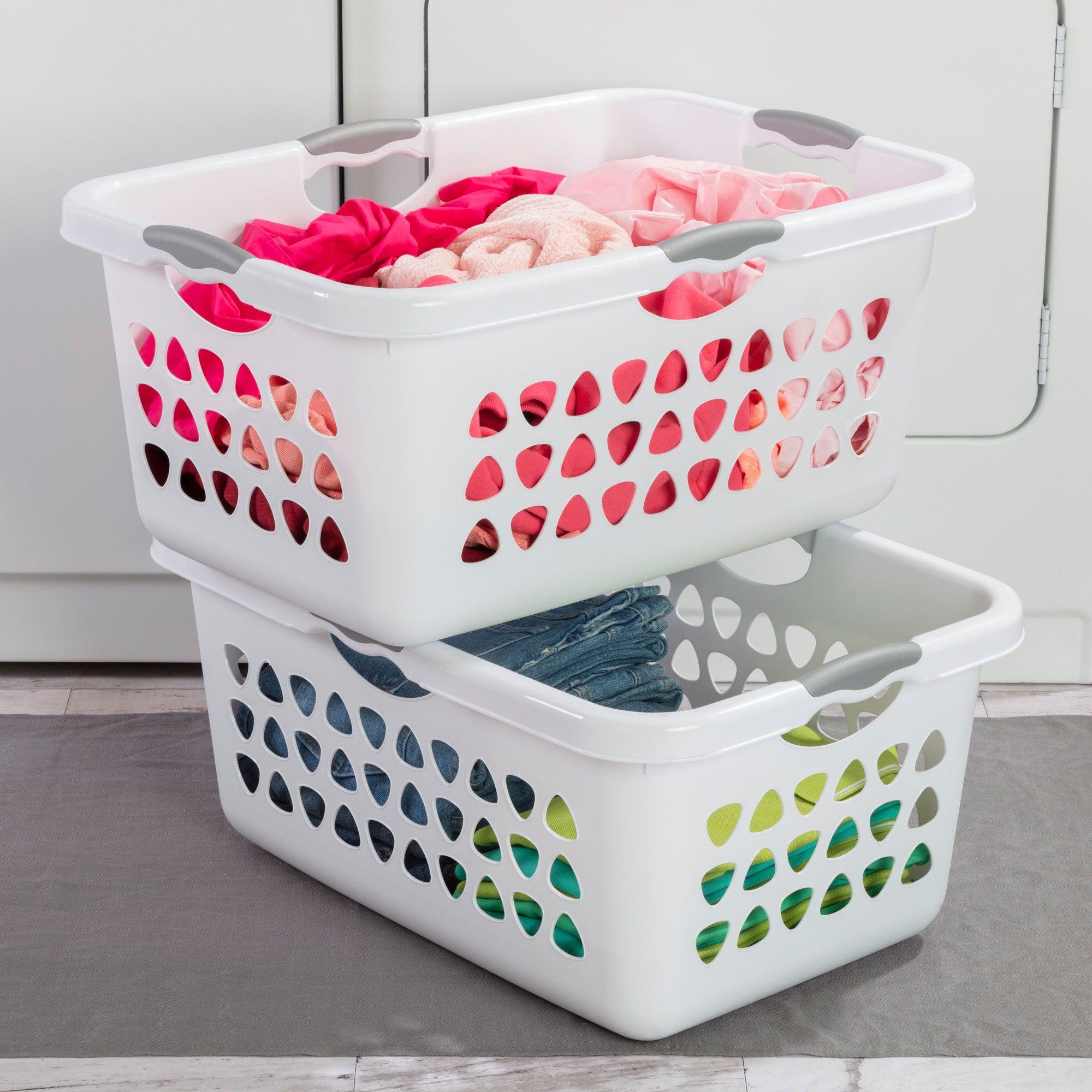 Sterilite Ultra Laundry Basket, 2 Bushel Plastic Hamper with Handles, 8 Pack