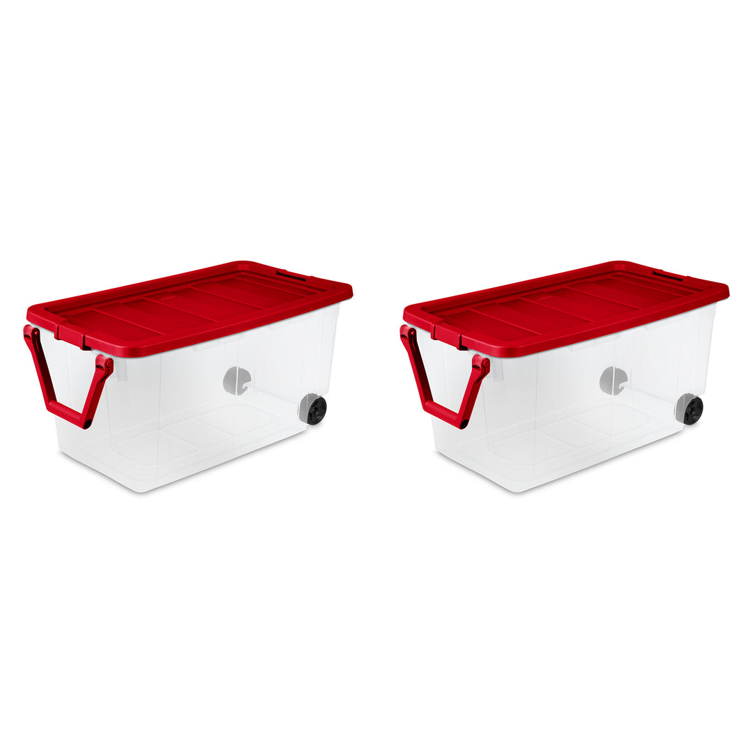 Sterilite 160 Qt Wheeled Storage Box, Large Plastic Container with Lid, 2 Pack