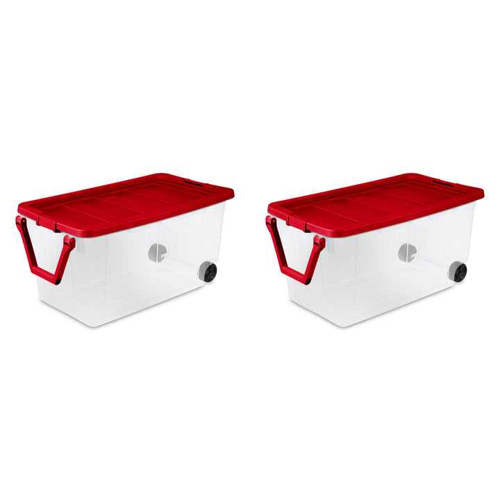 Sterilite 160 Qt Wheeled Storage Box, Large Plastic Container with Lid, 2 Pack