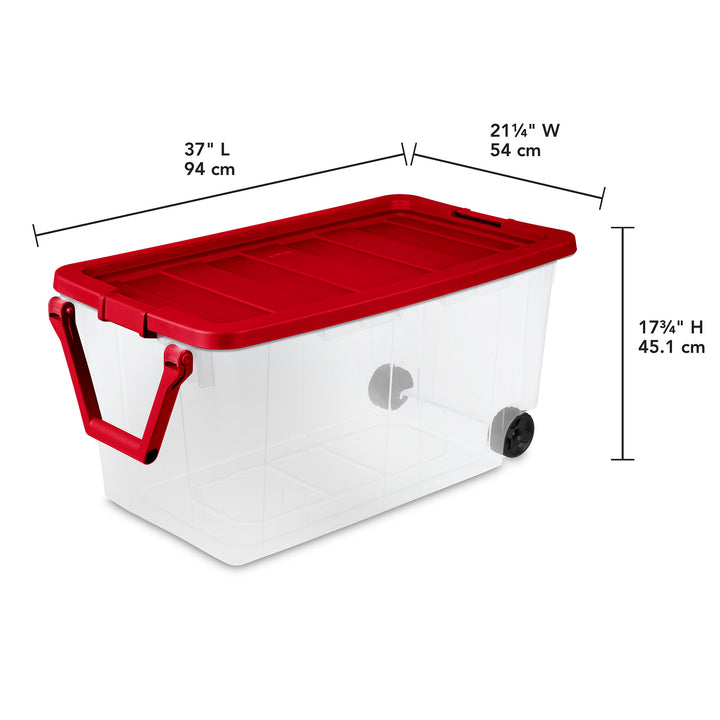 Sterilite 160 Qt Wheeled Storage Box, Large Plastic Container with Lid, 2 Pack