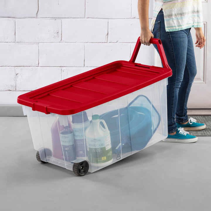 Sterilite 160 Qt Wheeled Storage Box, Large Plastic Container with Lid, 2 Pack