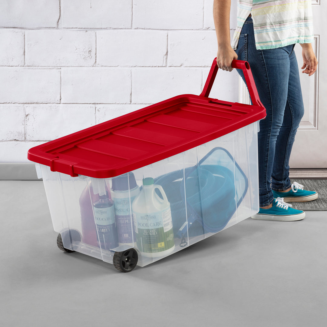 Sterilite 160 Qt Wheeled Storage Box, Large Plastic Container with Lid, 4 Pack - VMInnovations