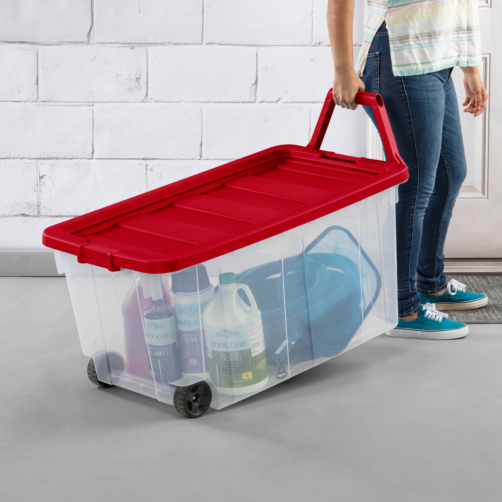 Sterilite 160 Qt Wheeled Storage Box, Large Plastic Container with Lid, 2 Pack