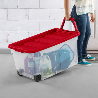 Sterilite 160 Qt Wheeled Storage Box, Large Plastic Container with Lid, 2 Pack
