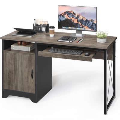 Bestier 47 inch Office Desk w/ Keyboard Tray & Storage Cabinet, Grey (Open Box)