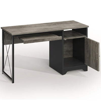 Bestier 47 inch Office Desk w/ Keyboard Tray & Storage Cabinet, Grey (Open Box)