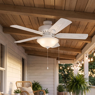 Portage Bay Viretta 42" Ceiling Fan with Light, Quiet Motor & Pull Chain, White