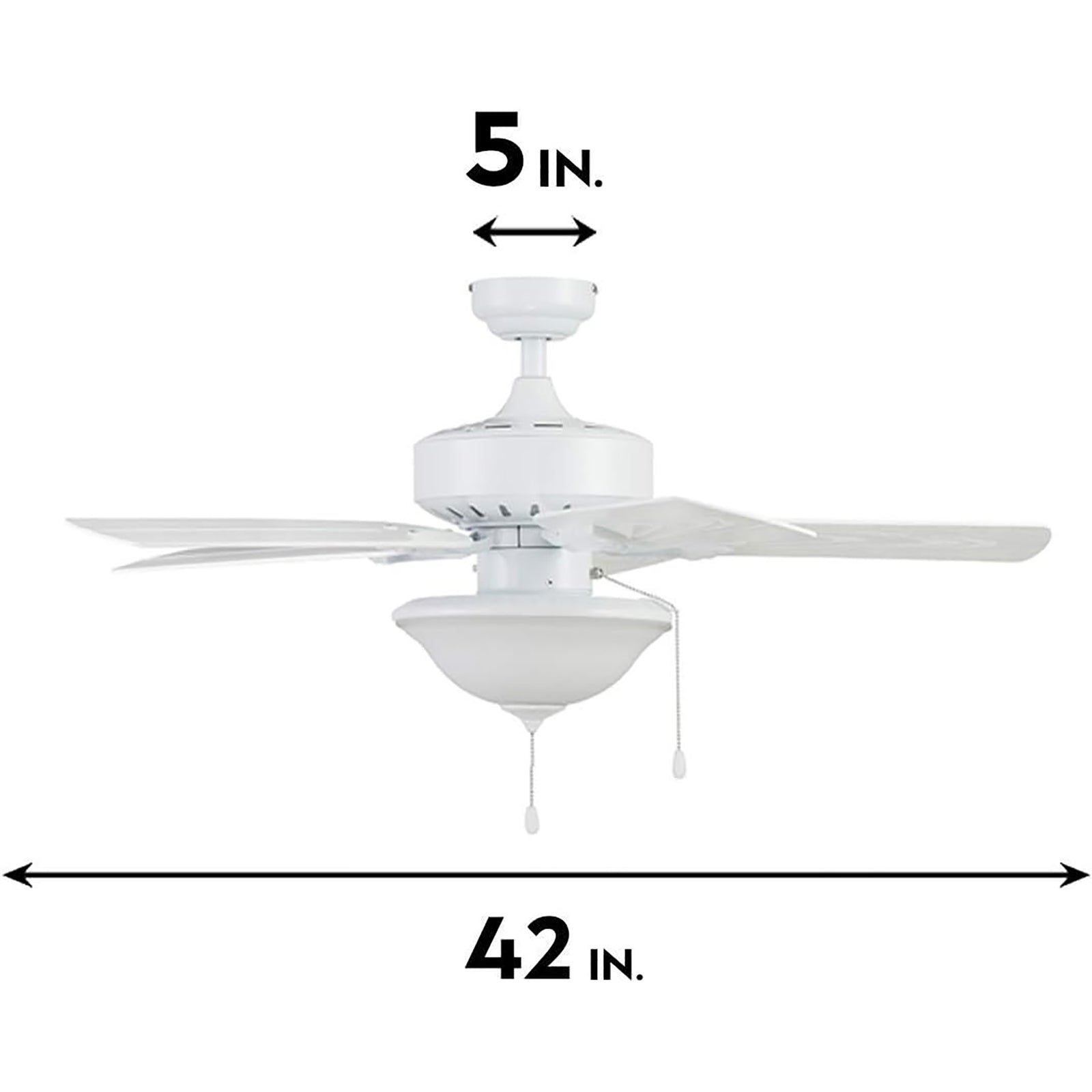 Portage Bay Viretta 42" Ceiling Fan with Light, Quiet Motor & Pull Chain, White - VMInnovations