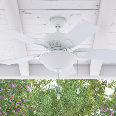 Portage Bay Viretta 42" Ceiling Fan with Light, Quiet Motor & Pull Chain, White - VMInnovations