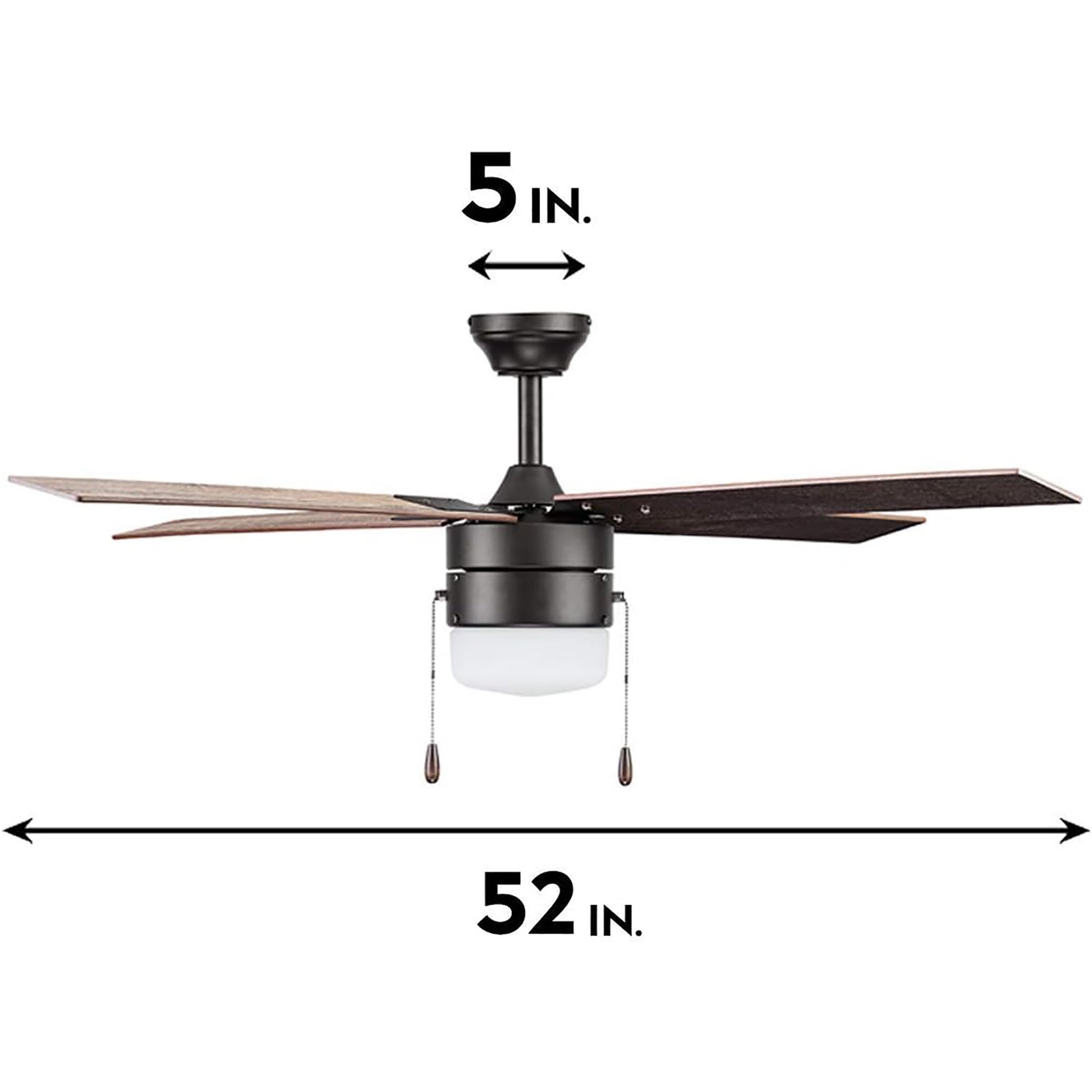Portage Bay Chism 52" Ceiling Fan with Light, Quiet Motor & Pull Chain, Bronze - VMInnovations