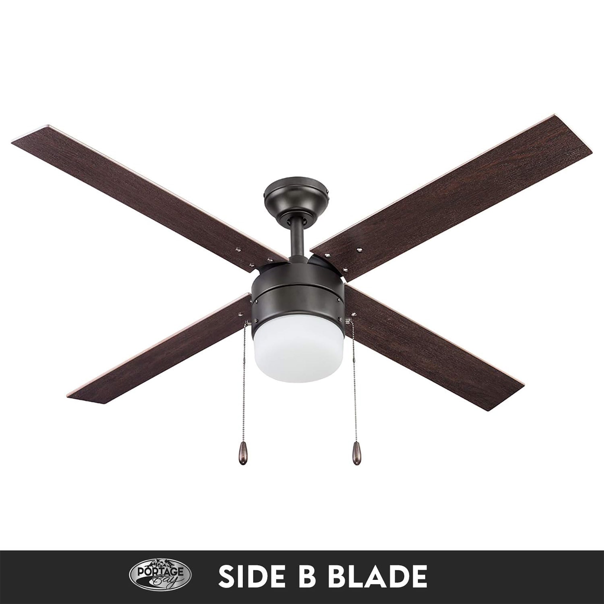 Portage Bay Chism 52" Ceiling Fan with Light, Quiet Motor & Pull Chain, Bronze - VMInnovations