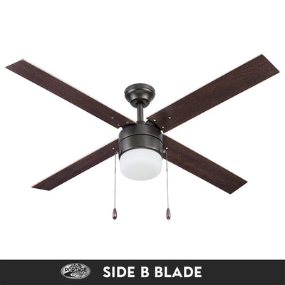 Portage Bay Chism 52" Ceiling Fan with Light, Quiet Motor & Pull Chain, Bronze - VMInnovations