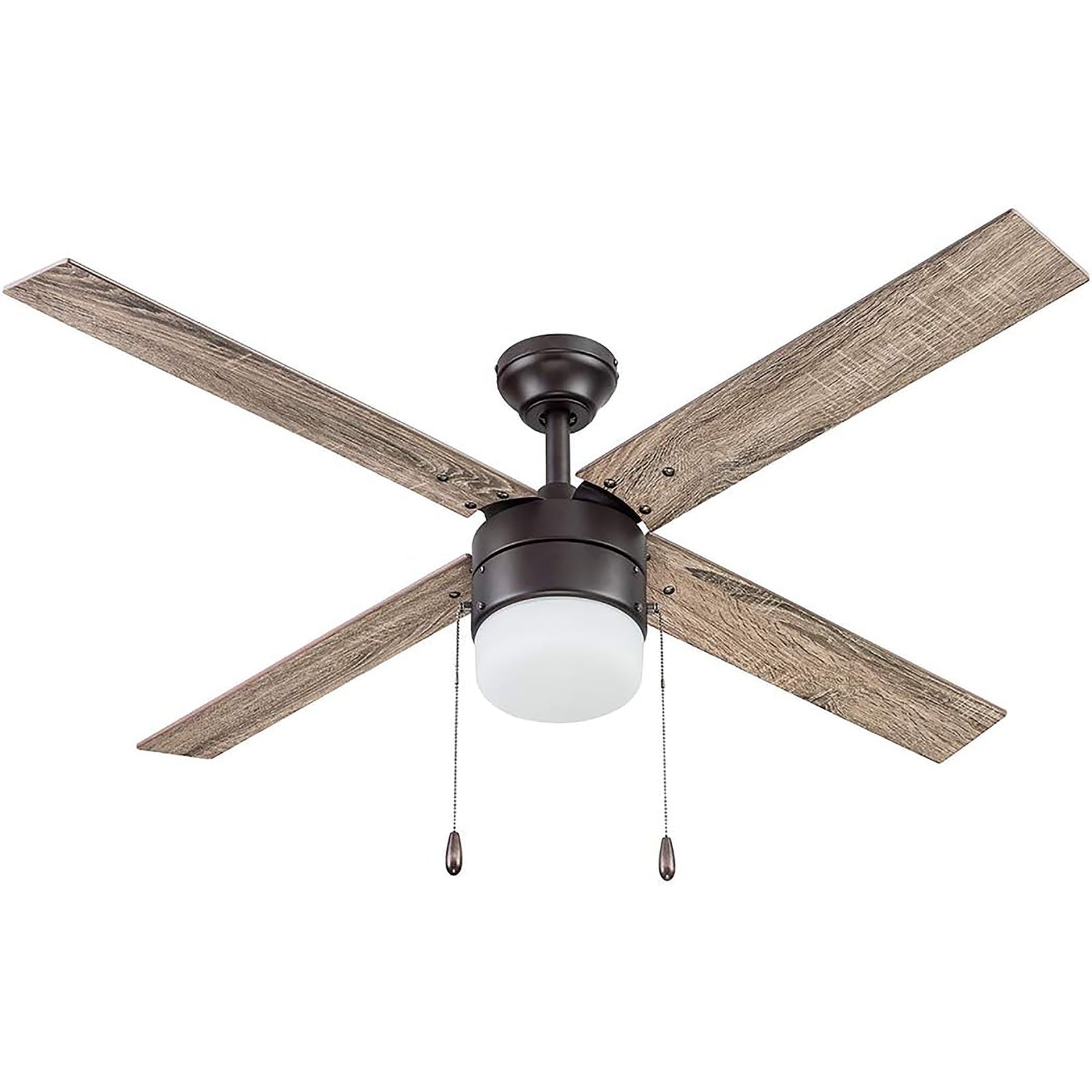 Portage Bay Chism 52" Ceiling Fan with Light, Quiet Motor & Pull Chain, Bronze - VMInnovations