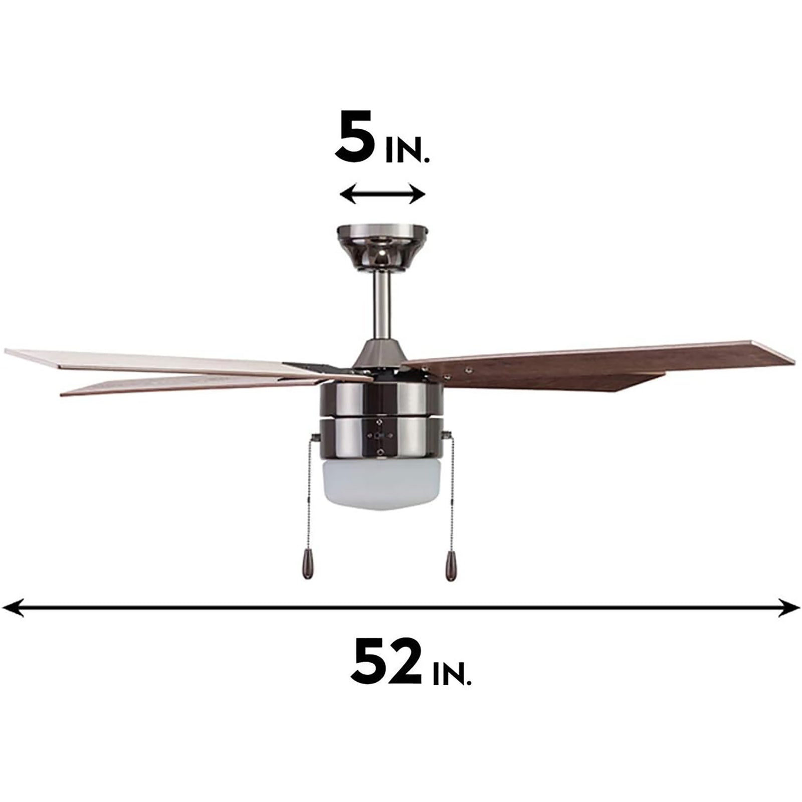 Portage Bay Chism 52" Ceiling Fan w/ Light, Quiet Motor & Pull Chain, Gun Metal - VMInnovations