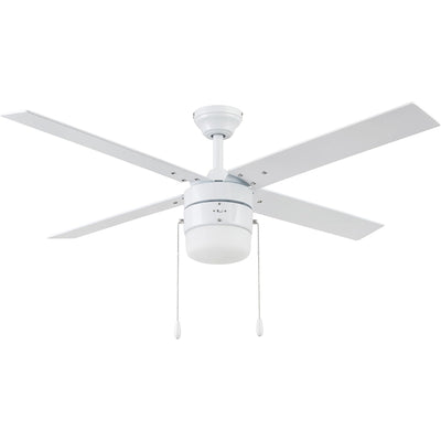 Portage Bay Chism 52" Ceiling Fan with Light, Quiet Motor & Pull Chain, White - VMInnovations