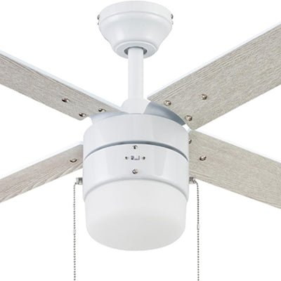 Portage Bay Chism 52" Ceiling Fan with Light, Quiet Motor & Pull Chain, White - VMInnovations