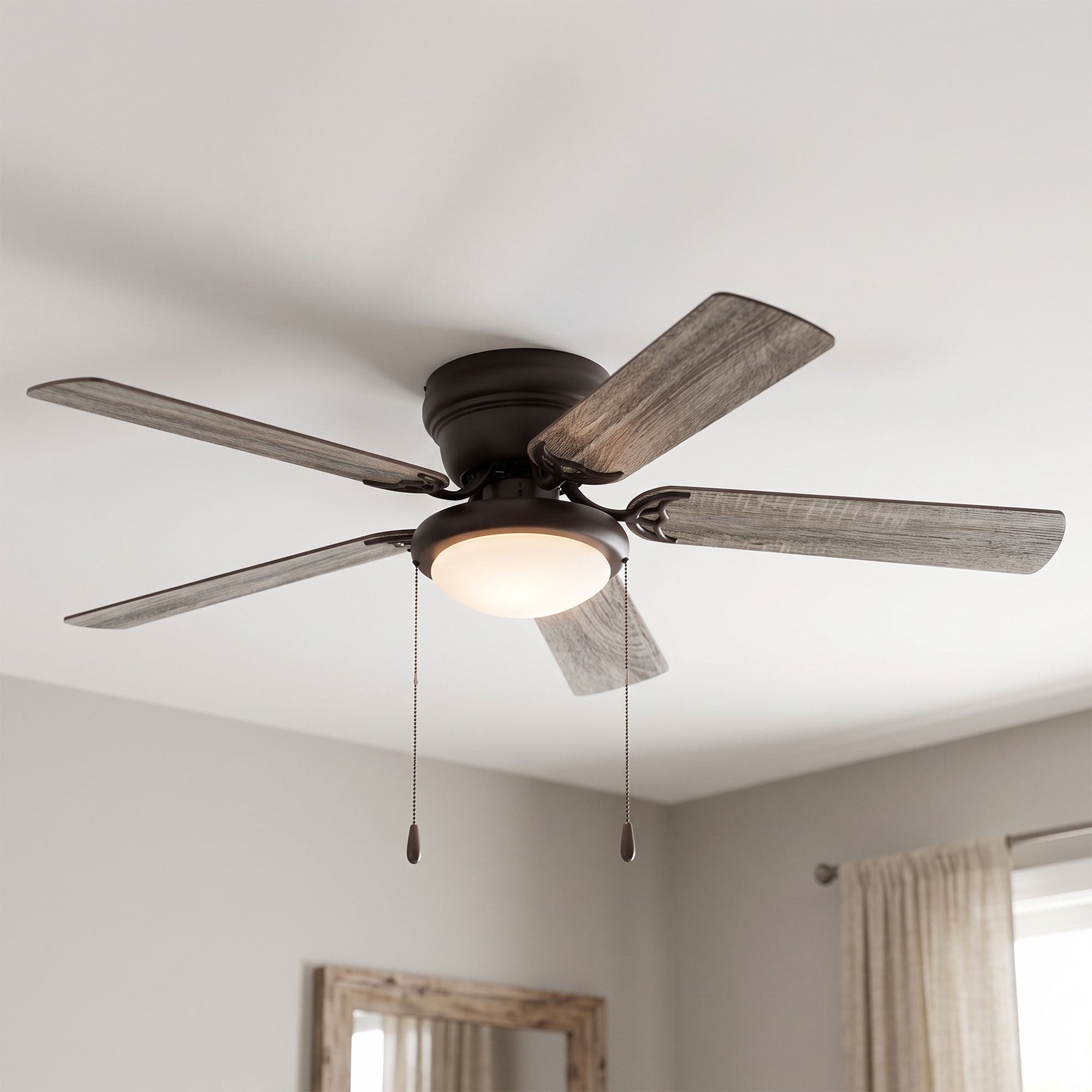 Portage Bay Cherry Hill 52" Ceiling Fan, Quiet Motor & Pull Chain, Sienna Bronze - VMInnovations