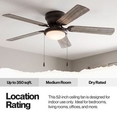 Portage Bay Cherry Hill 52" Ceiling Fan, Quiet Motor & Pull Chain, Sienna Bronze - VMInnovations