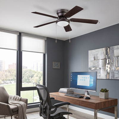 Portage Bay Cherry Hill 52" Ceiling Fan, Quiet Motor & Pull Chain, Sienna Bronze - VMInnovations