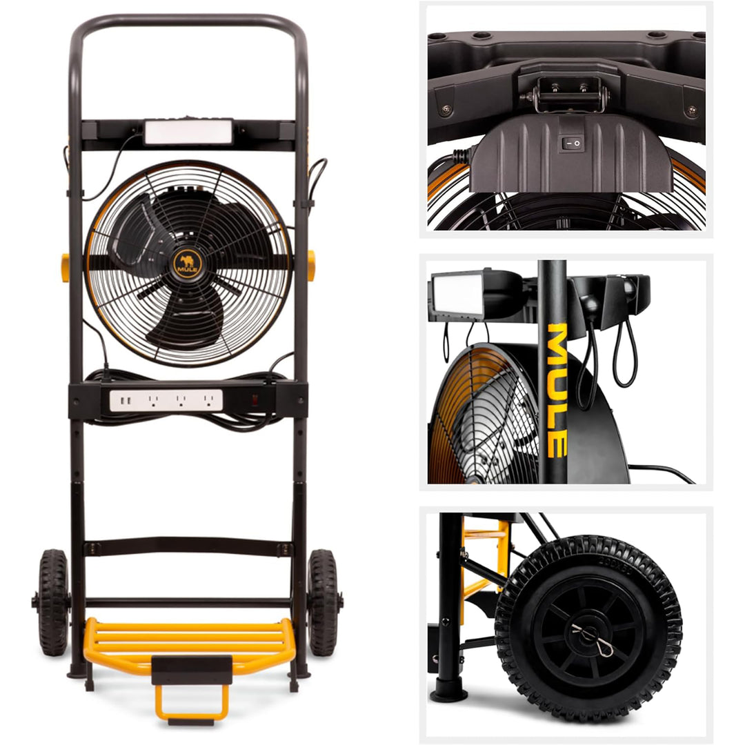 Mule 5 in 1 Mobile Workshop Hand Truck, Integrated 3 Speed Fan, 52000-31, Black