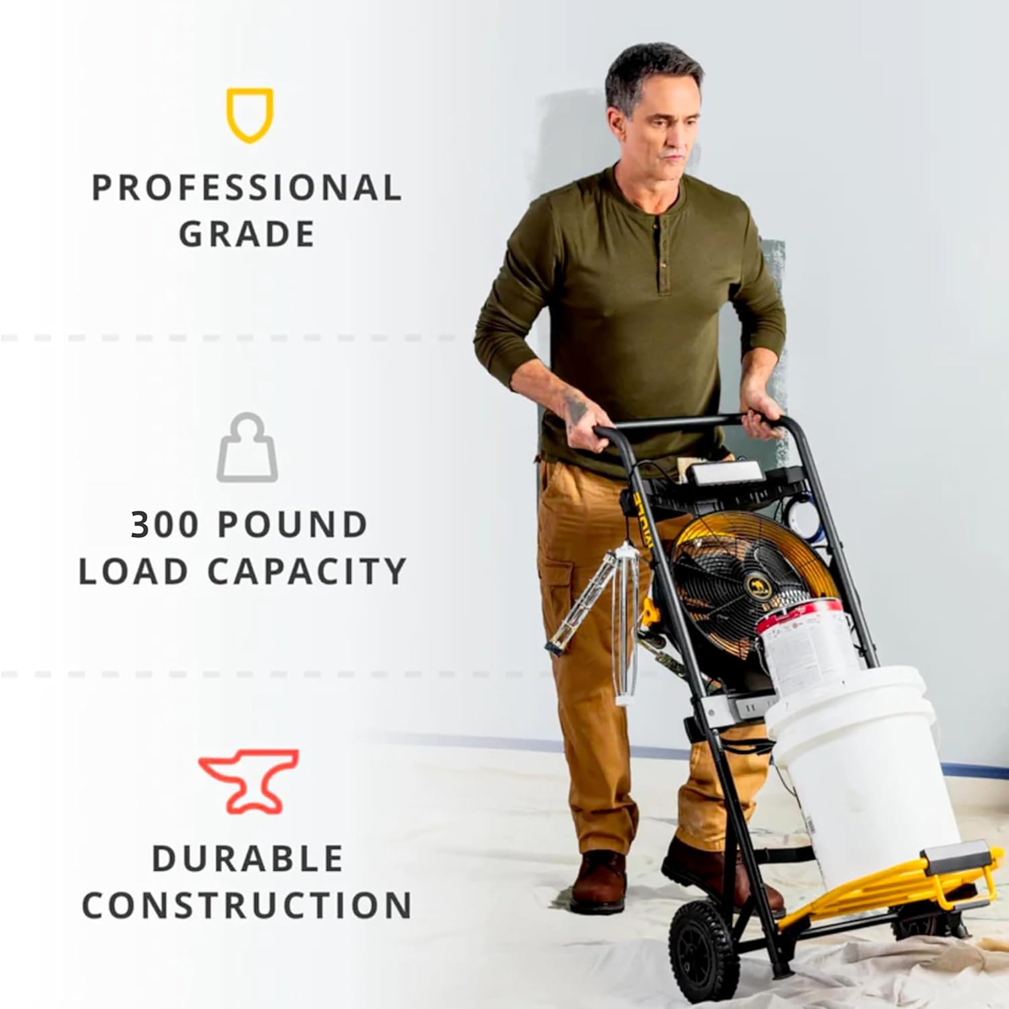 Mule 5 in 1 Mobile Workshop Hand Truck, Integrated 3 Speed Fan, 52000-31, Black - VMInnovations
