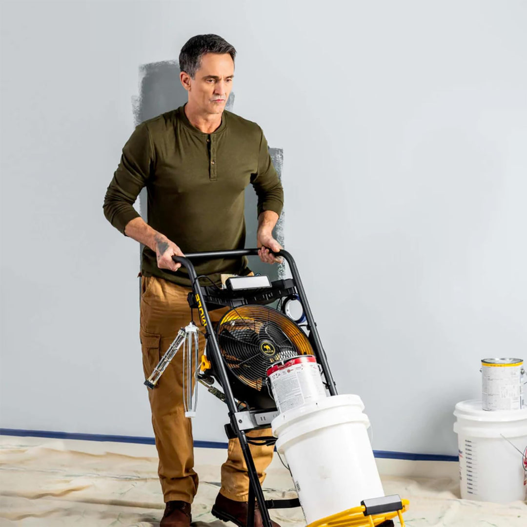 Mule 5 in 1 Mobile Workshop Hand Truck, Integrated 3 Speed Fan, 52000-31, Black