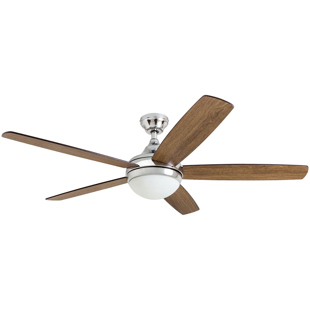 Prominence Home Ashby 52" Ceiling Fan w/Light, Remote, & 5 Blades, Oak/Chrome