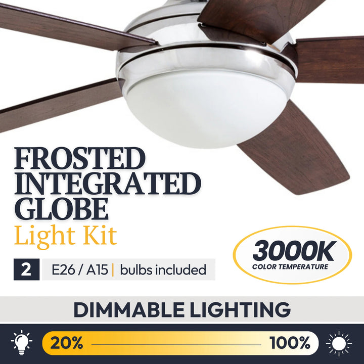 Prominence Home Ashby 52" Ceiling Fan w/Light, Remote, & 5 Blades, Oak/Chrome