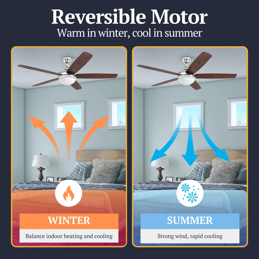 Prominence Home Ashby 52" Ceiling Fan w/Light, Remote, & 5 Blades, Oak/Chrome