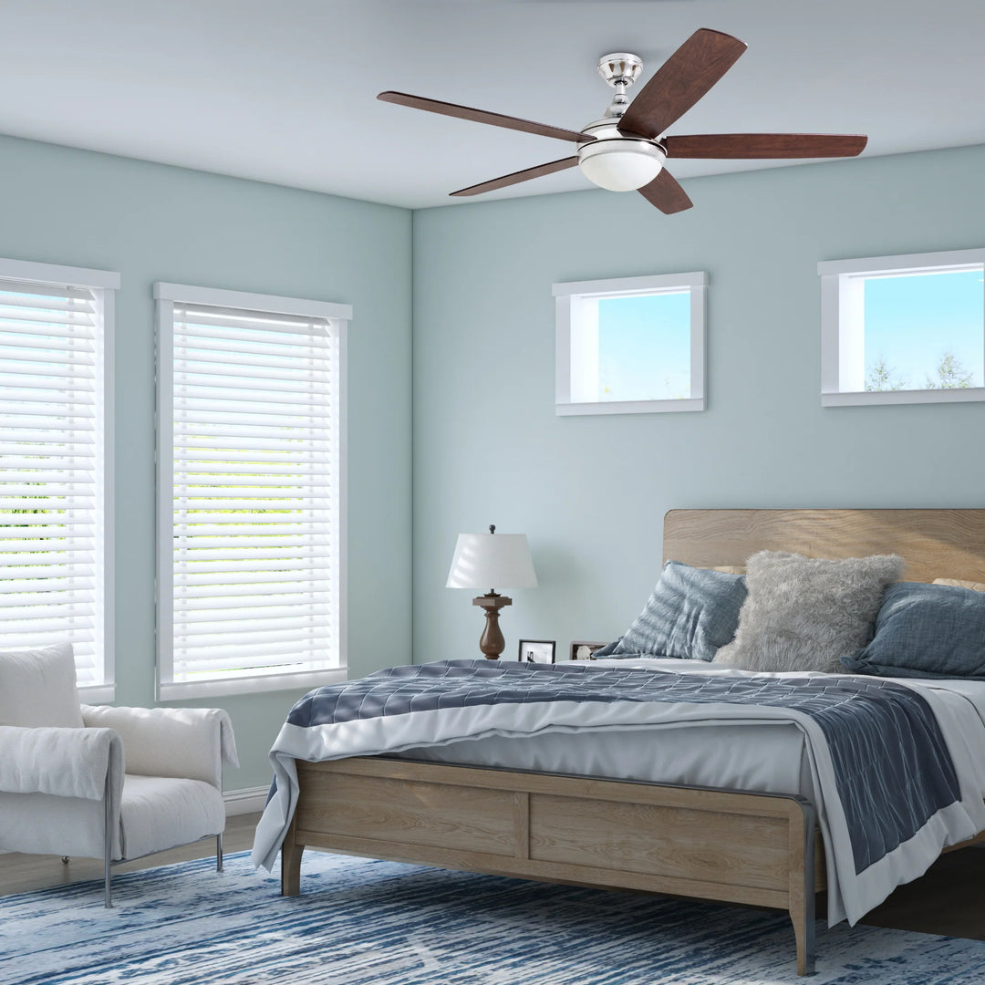 Prominence Home Ashby 52" Ceiling Fan w/Light, Remote, & 5 Blades, Oak/Chrome