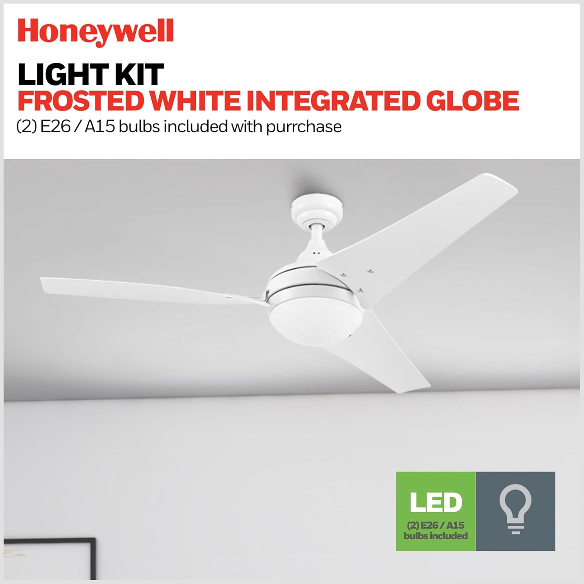 Honeywell Ceiling Fan, Quiet Motor & Remote Control, 52", Bright White(Open Box)