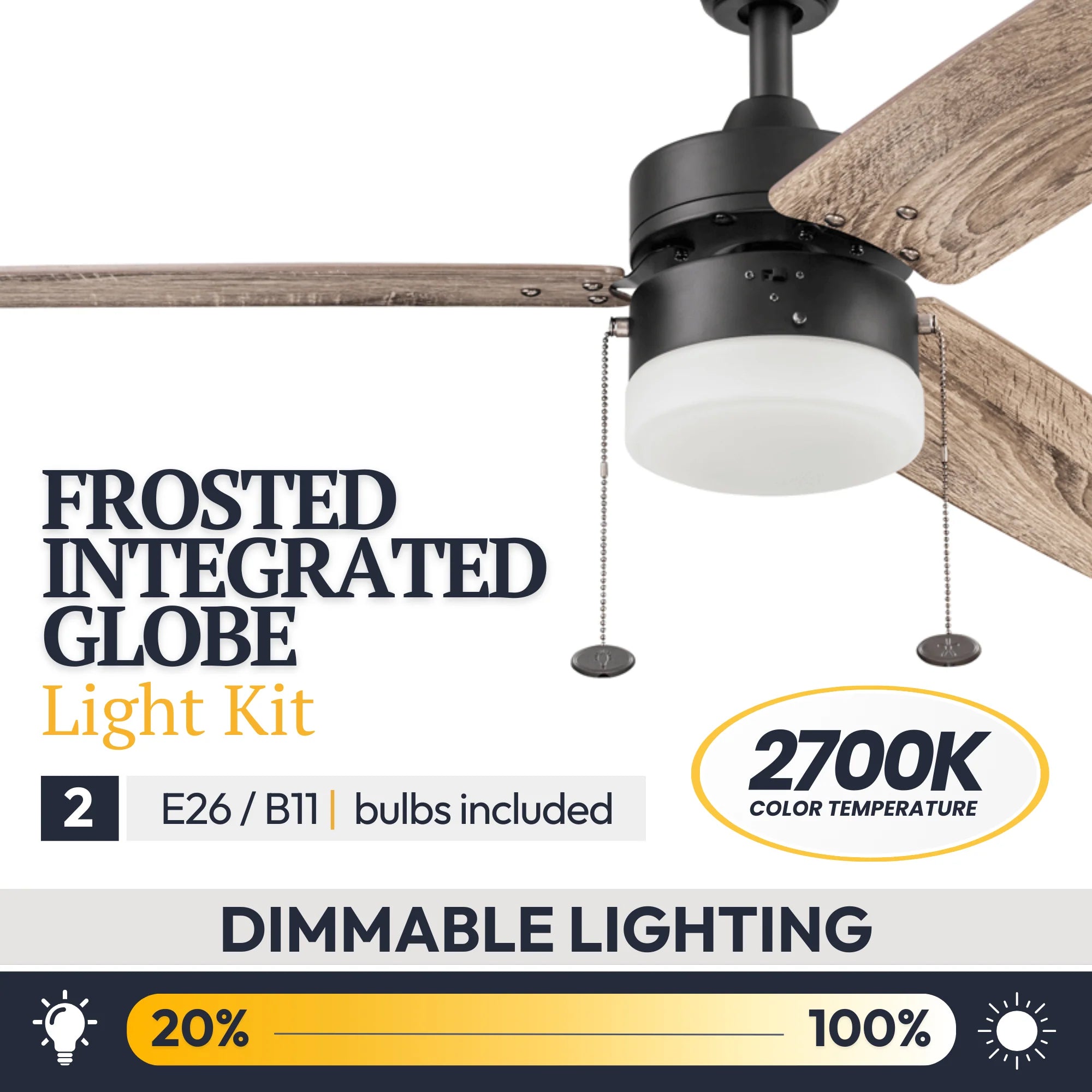 Prominence Home 48" Reston Ceiling Fan Light, Pull Chain&Blades (Open Box)