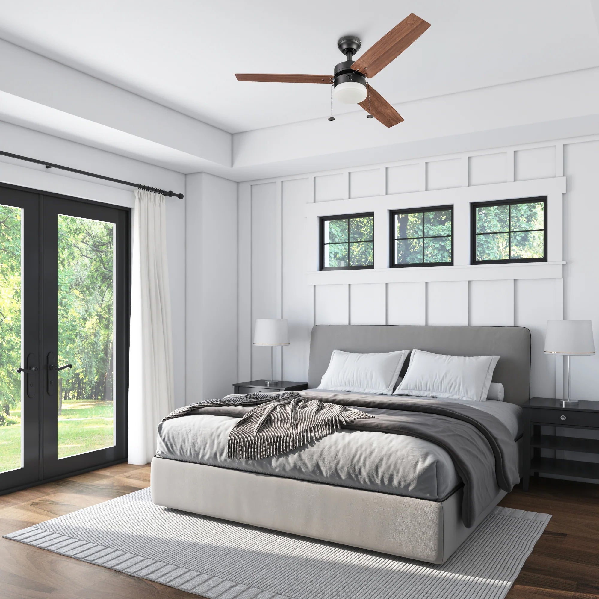 Prominence Home 48" Reston Ceiling Fan Light, Pull Chain&Blades (Open Box)