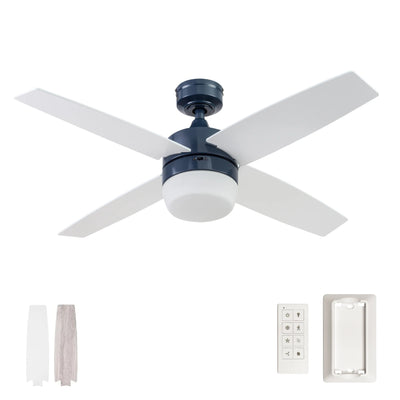 Prominence Home 44" Atlas LED Ceiling Fan with Light, Remote and 4 Blades, Blue - VMInnovations