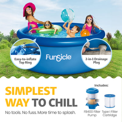 Funsicle 8' x 30" QuickSet Inflatable Ring Top Outdoor Above Ground Pool w/Pump - VMInnovations