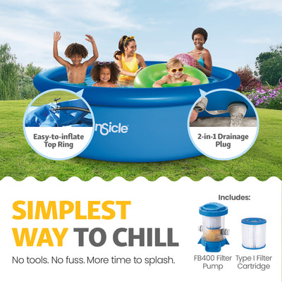 Funsicle QuickSet Inflatable Ring Top Outdoor Above Ground Pool w/Pump(Open Box)