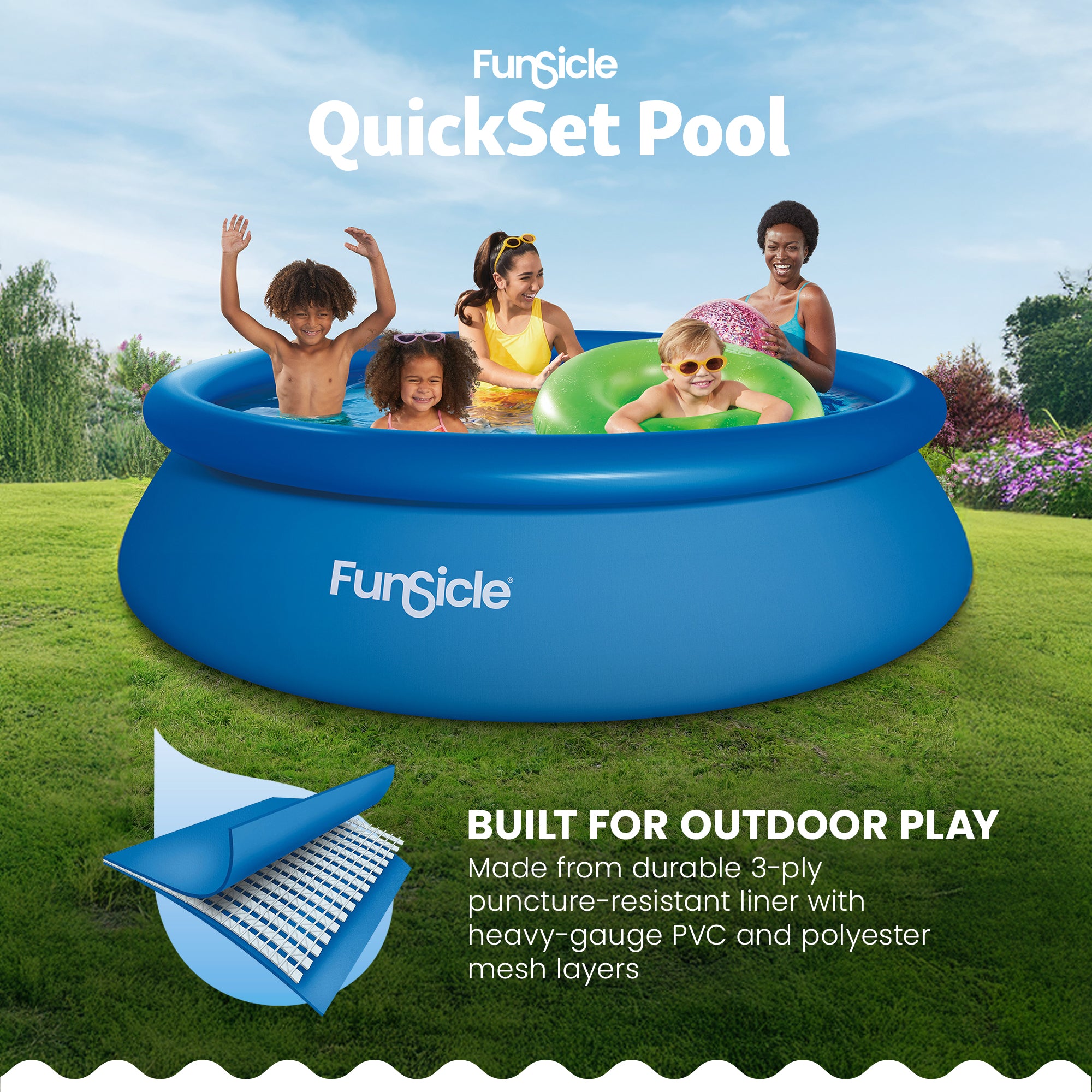 Funsicle QuickSet Inflatable Ring Top Outdoor Above Ground Pool w/Pump(Open Box)
