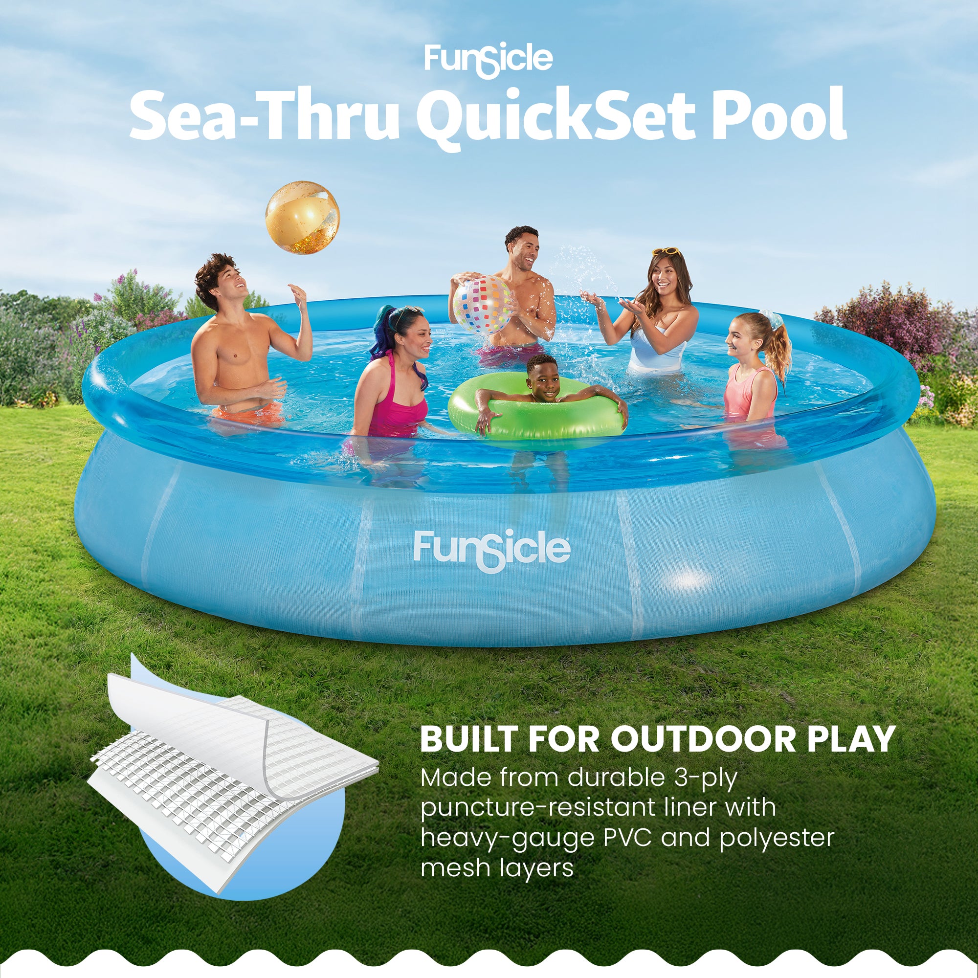 Sea-Thru QuickSet Inflatable Ring Top Outdoor Above Ground Pool (Open Box)