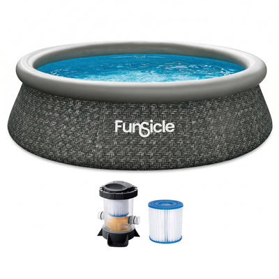 Funsicle 10' x 30" QuickSet Ring Top Above Ground Swimming Pool Dark Herringbone - VMInnovations