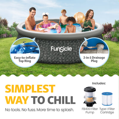 Funsicle 10' x 30" QuickSet Ring Top Above Ground Swimming Pool Dark Herringbone - VMInnovations