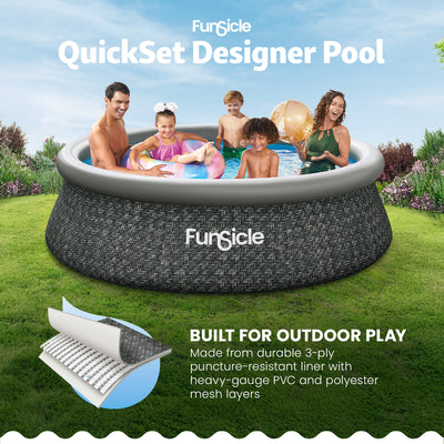Funsicle 10' x 30" QuickSet Ring Top Above Ground Swimming Pool Dark Herringbone - VMInnovations