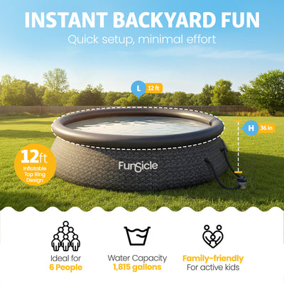 Funsicle QuickSet Inflatable Ring Top Outdoor Above Ground Pool w/Pump (Used)