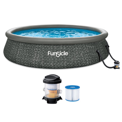 Funsicle 14' x 36" QuickSet Ring Top Above Ground Swimming Pool Dark Herringbone