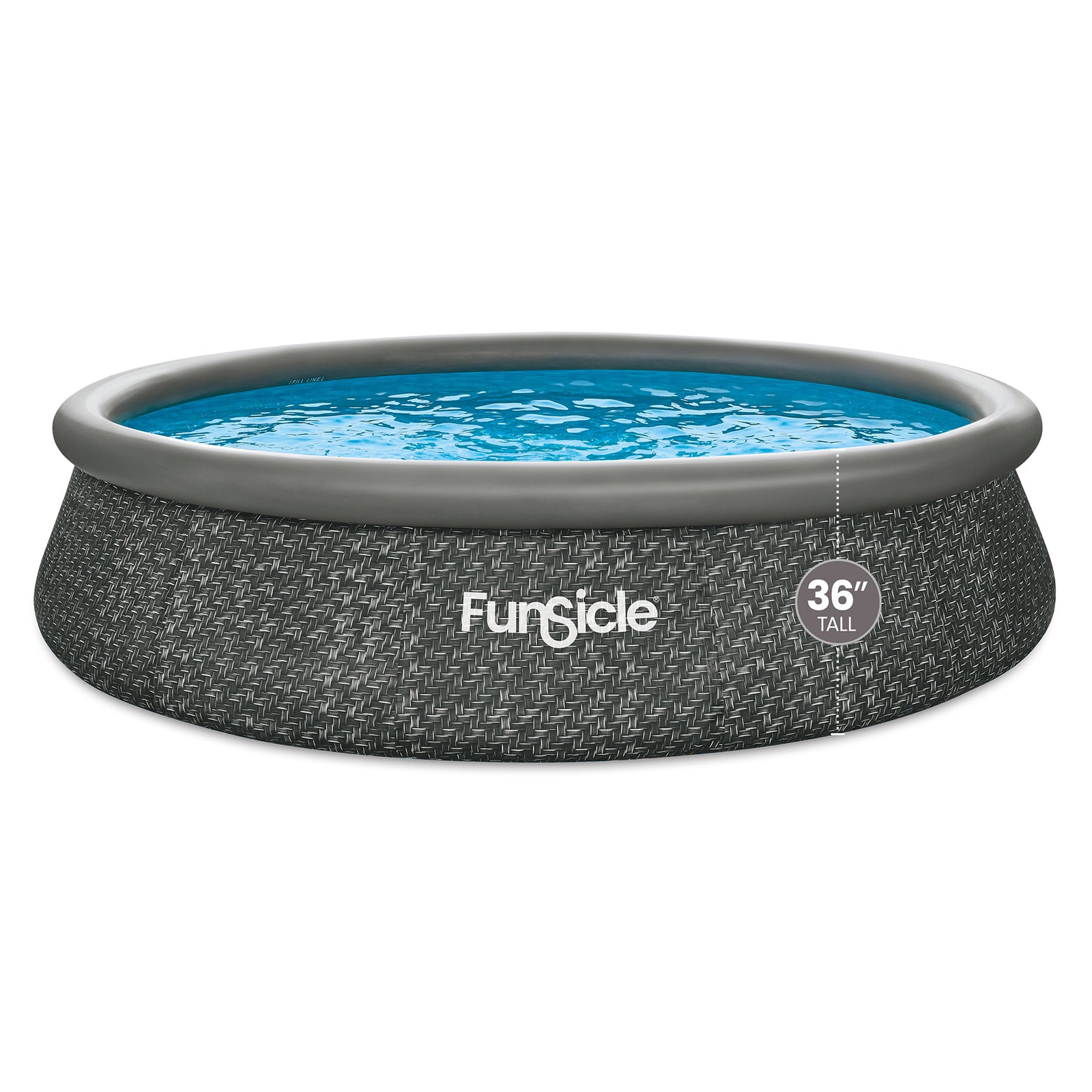 Funsicle 14' x 36" QuickSet Ring Top Above Ground Swimming Pool Dark Herringbone - VMInnovations