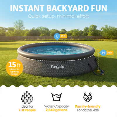 Funsicle 15' x 36" Inflatable Ring Top Above Ground Pool w/Pump (Open Box) - VMInnovations
